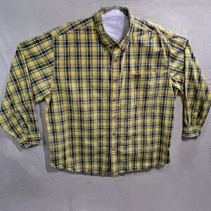 Carhartt Men 2XL Yellow Plaid Long Sleeve Button Front Cotton Western Shirt
